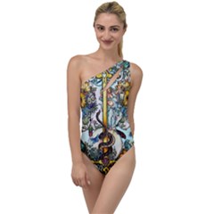 The Illustrated Alphabet - I - By Larenard To One Side Swimsuit by LaRenard