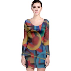 Kaleidoscope 2 Long Sleeve Velvet Bodycon Dress