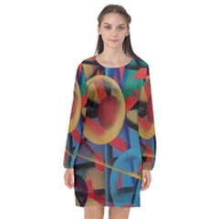 Kaleidoscope 2 Long Sleeve Chiffon Shift Dress  by WILLBIRDWELL