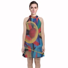 Kaleidoscope 2 Velvet Halter Neckline Dress 