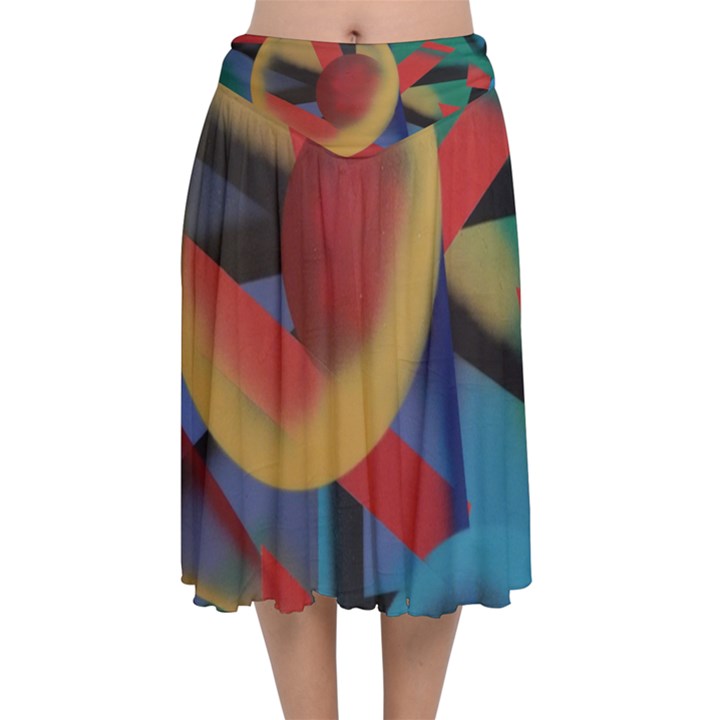 Kaleidoscope 2 Velvet Flared Midi Skirt