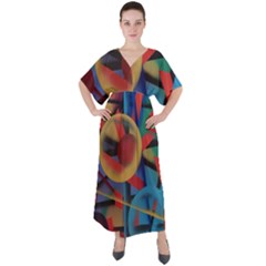 Kaleidoscope 2 V-neck Boho Style Maxi Dress by WILLBIRDWELL