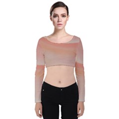 Pink Sky Velvet Long Sleeve Crop Top by WILLBIRDWELL