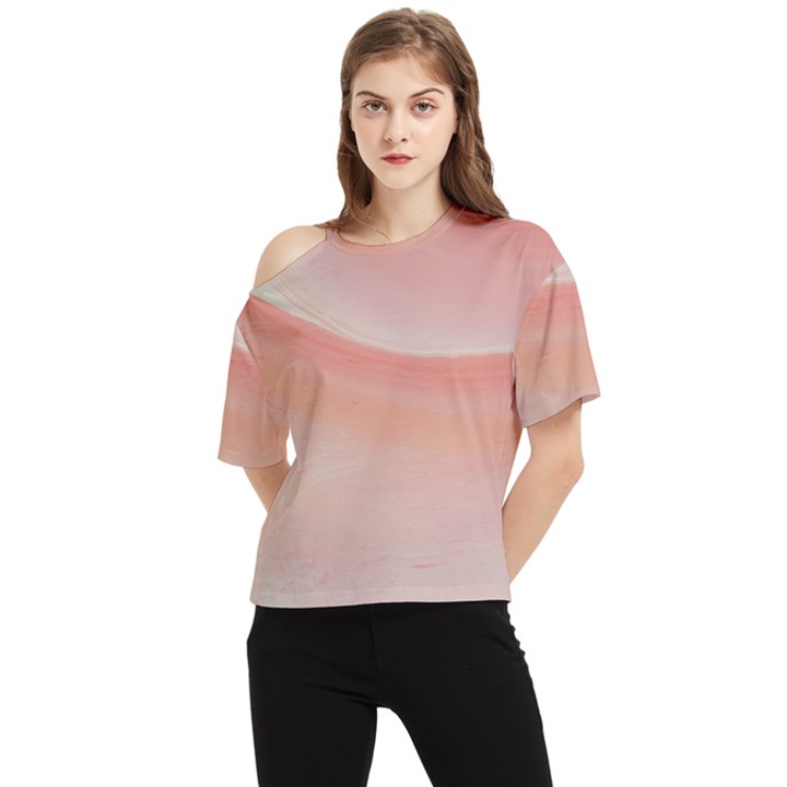 Pink Sky One Shoulder Cut Out Tee