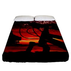 Mountain Bike Parked At Waterfront Park003 Fitted Sheet (california King Size) by dflcprintsclothing