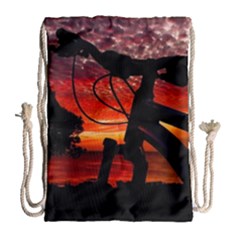 Mountain Bike Parked At Waterfront Park003 Drawstring Bag (large) by dflcprintsclothing