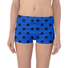 Large Black Polka Dots On Absolute Zero Blue - Reversible Boyleg Bikini Bottoms by FashionLane