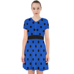 Large Black Polka Dots On Absolute Zero Blue - Adorable In Chiffon Dress by FashionLane