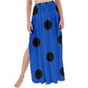 Large Black Polka Dots On Absolute Zero Blue - Maxi Chiffon Tie-Up Sarong View1