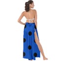 Large Black Polka Dots On Absolute Zero Blue - Maxi Chiffon Tie-Up Sarong View2