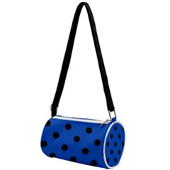 Large Black Polka Dots On Absolute Zero Blue - Mini Cylinder Bag by FashionLane