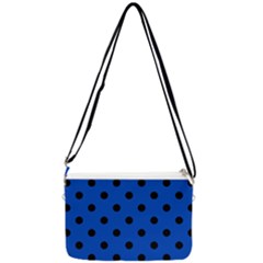 Large Black Polka Dots On Absolute Zero Blue - Double Gusset Crossbody Bag by FashionLane