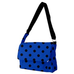 Large Black Polka Dots On Absolute Zero Blue - Full Print Messenger Bag (m) by FashionLane