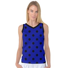 Large Black Polka Dots On Admiral Blue - Women s Basketball Tank Top by FashionLane