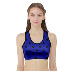 Large Black Polka Dots On Admiral Blue - Sports Bra With Border by FashionLane