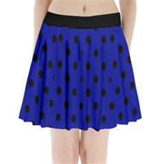 Large Black Polka Dots On Admiral Blue - Pleated Mini Skirt by FashionLane