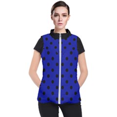 Large Black Polka Dots On Admiral Blue - Women s Puffer Vest by FashionLane