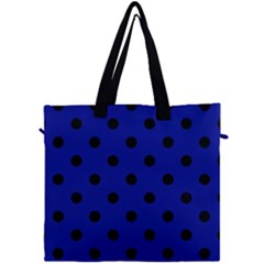 Large Black Polka Dots On Admiral Blue - Canvas Travel Bag by FashionLane