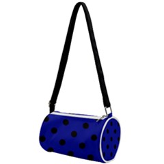 Large Black Polka Dots On Admiral Blue - Mini Cylinder Bag by FashionLane