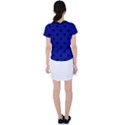 Large Black Polka Dots On Admiral Blue - Women s Sports Top View2