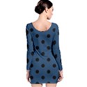 Large Black Polka Dots On Aegean Blue - Long Sleeve Bodycon Dress View2