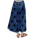 Large Black Polka Dots On Aegean Blue - Satin Palazzo Pants View2