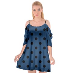 Large Black Polka Dots On Aegean Blue - Cutout Spaghetti Strap Chiffon Dress by FashionLane