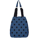 Large Black Polka Dots On Aegean Blue - Center Zip Backpack View1