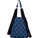 Large Black Polka Dots On Aegean Blue - Center Zip Backpack View2