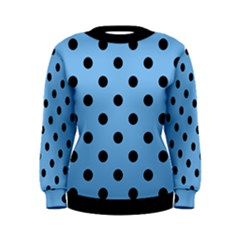 Large Black Polka Dots On Aero Blue - Women s Sweatshirt by FashionLane