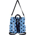 Large Black Polka Dots On Aero Blue - Crossbody Backpack View3