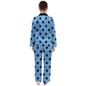 Large Black Polka Dots On Aero Blue - Satin Long Sleeve Pajamas Set View2