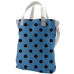 Large Black Polka Dots On Aero Blue - Canvas Messenger Bag by FashionLane