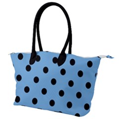 Large Black Polka Dots On Aero Blue - Canvas Shoulder Bag by FashionLane