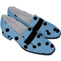 Large Black Polka Dots On Aero Blue - Women s Chunky Heel Loafers View3