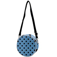 Large Black Polka Dots On Aero Blue - Crossbody Circle Bag by FashionLane