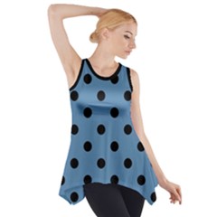 Large Black Polka Dots On Air Force Blue - Side Drop Tank Tunic by FashionLane