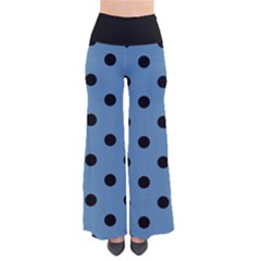 Large Black Polka Dots On Air Force Blue - So Vintage Palazzo Pants by FashionLane