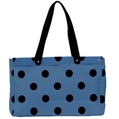 Large Black Polka Dots On Air Force Blue - Canvas Work Bag by FashionLane