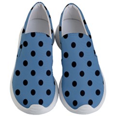 Large Black Polka Dots On Air Force Blue - Women s Lightweight Slip Ons by FashionLane