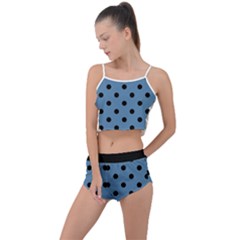 Large Black Polka Dots On Air Force Blue - Summer Cropped Co-ord Set by FashionLane