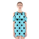 Large Black Polka Dots On Arctic Blue - Shoulder Cutout One Piece Dress View1