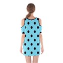 Large Black Polka Dots On Arctic Blue - Shoulder Cutout One Piece Dress View2