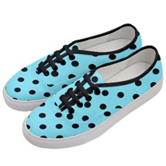 Large Black Polka Dots On Arctic Blue - Women s Classic Low Top Sneakers by FashionLane