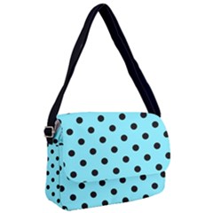 Large Black Polka Dots On Arctic Blue - Courier Bag by FashionLane