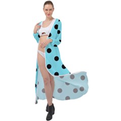 Large Black Polka Dots On Arctic Blue - Maxi Chiffon Beach Wrap by FashionLane