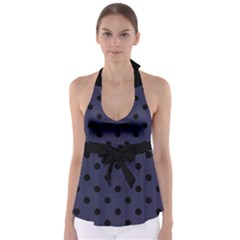 Large Black Polka Dots On Astral Aura - Babydoll Tankini Top by FashionLane