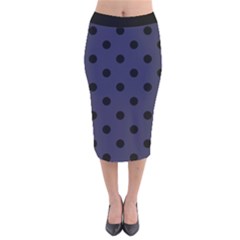 Large Black Polka Dots On Astral Aura - Velvet Midi Pencil Skirt by FashionLane