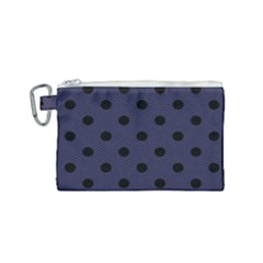 Large Black Polka Dots On Astral Aura - Canvas Cosmetic Bag (small) by FashionLane