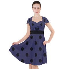 Large Black Polka Dots On Astral Aura - Cap Sleeve Midi Dress by FashionLane